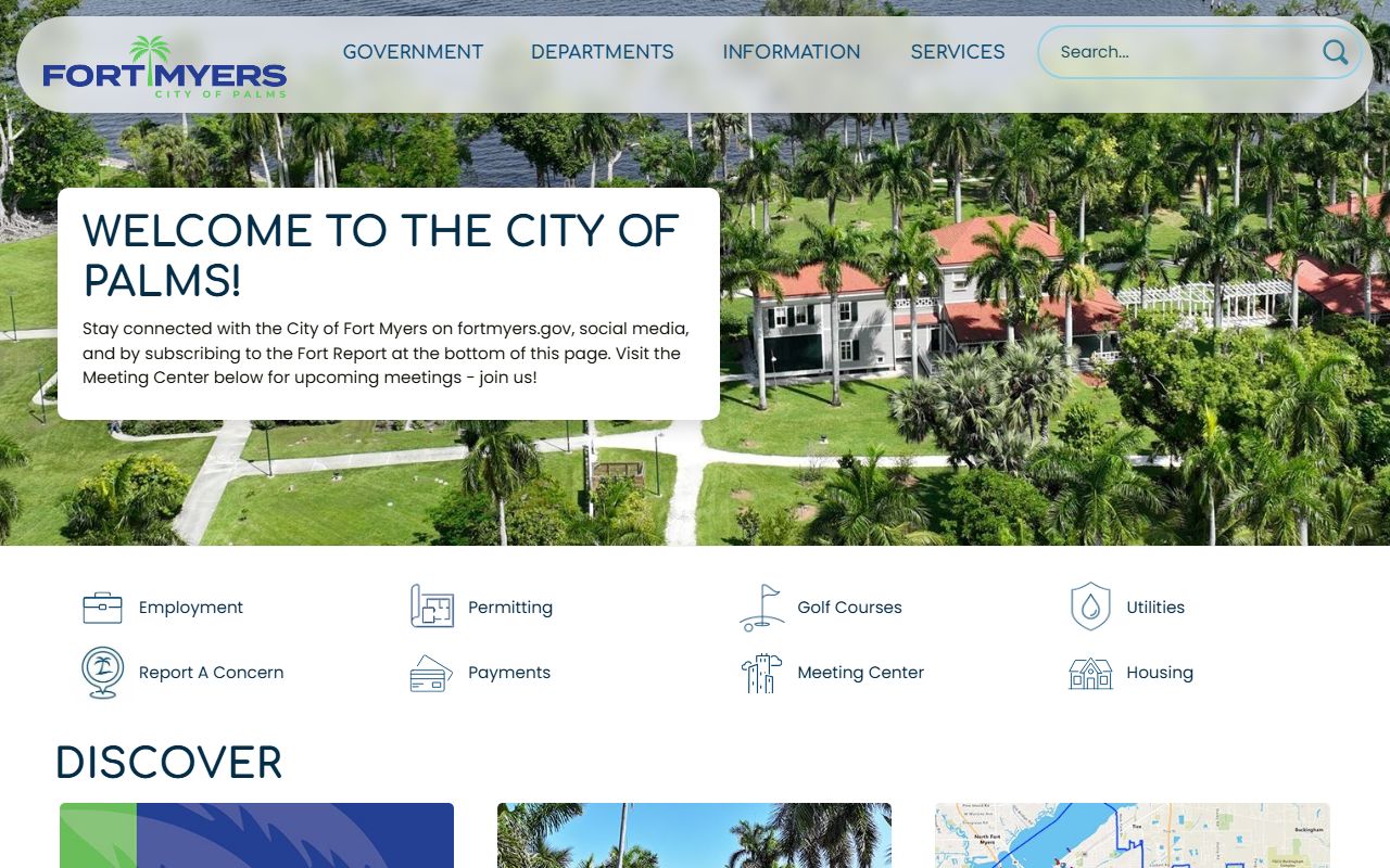Fort Myers city homepage related to Fort Myers probate court records