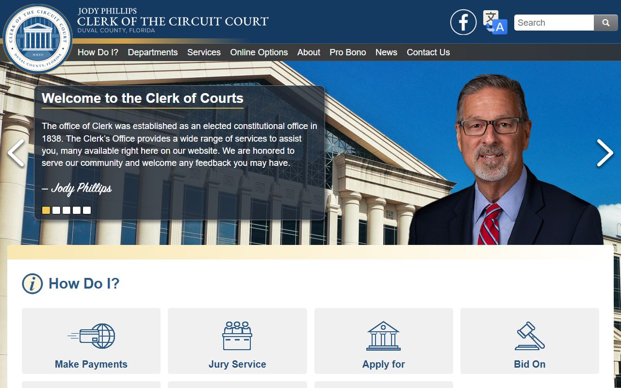 Duval County Clerk of Court website for Jacksonville probate records
