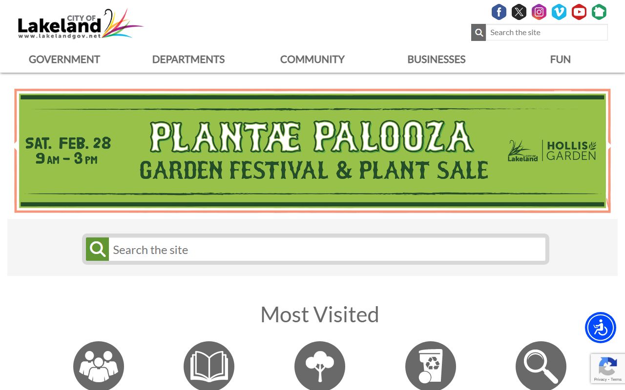 Lakeland city homepage related to Lakeland probate court records