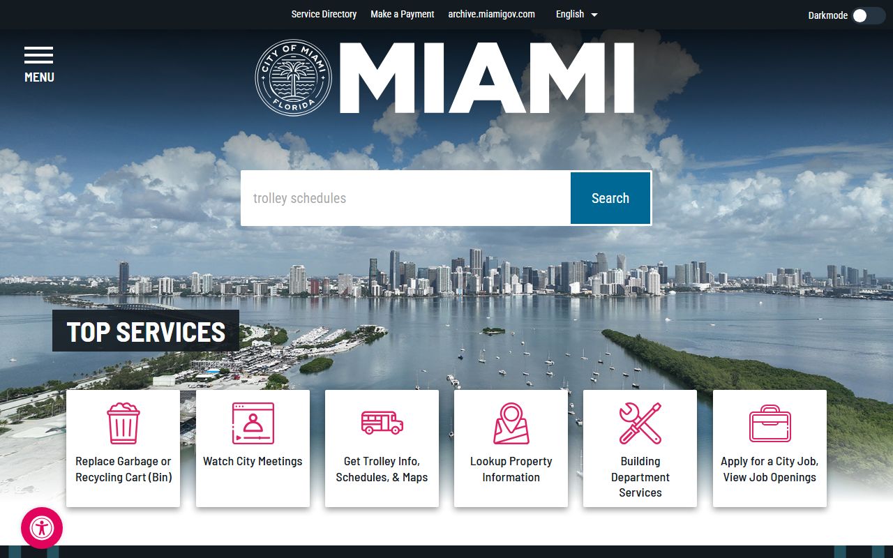 City of Miami official website homepage