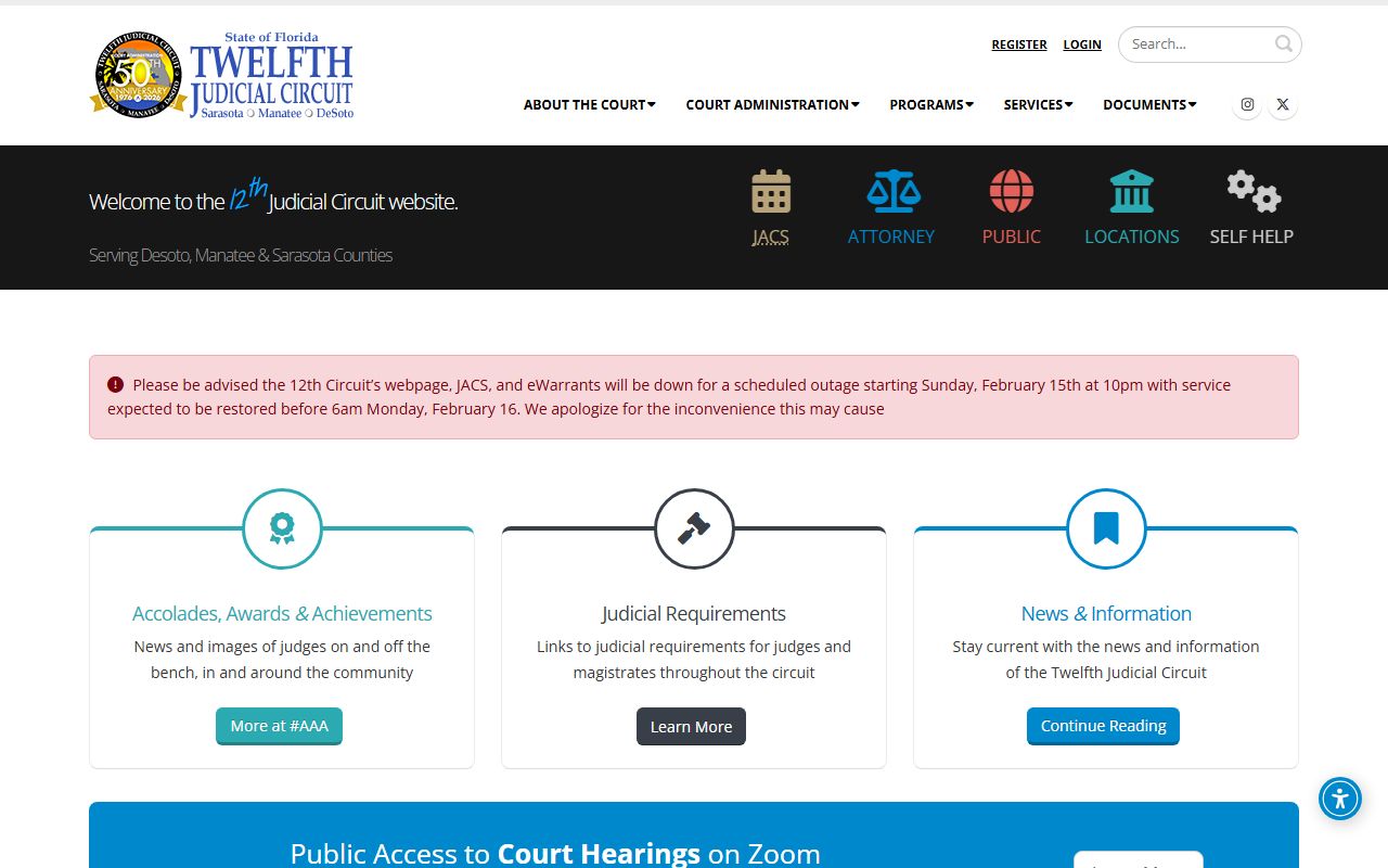 12th Judicial Circuit website for North Port probate court records