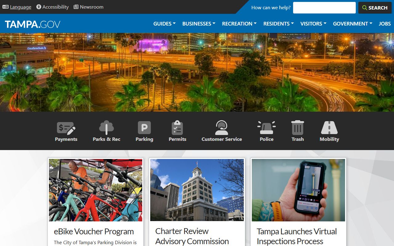 City of Tampa official website homepage