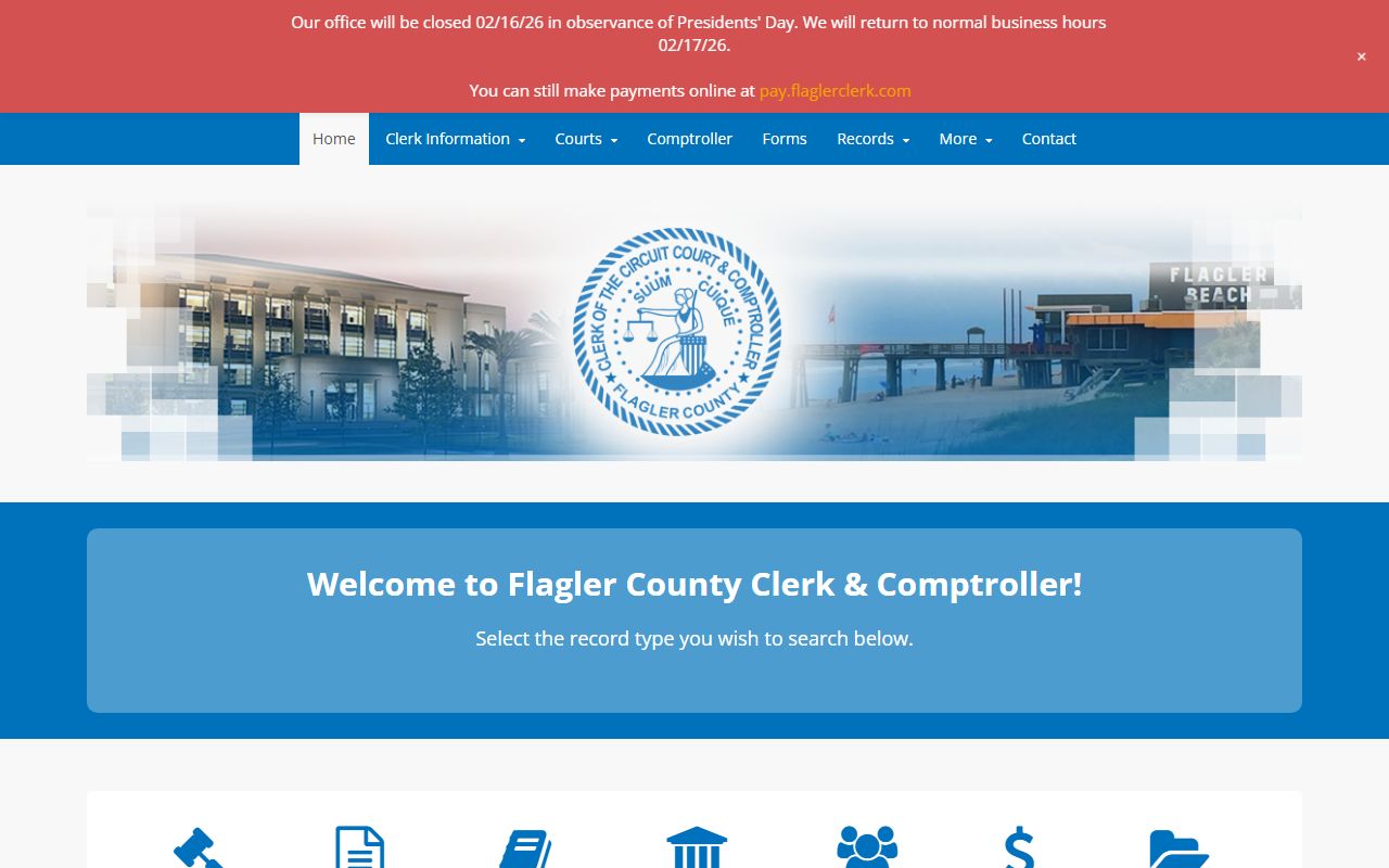 Flagler County Clerk of Courts website for searching probate court records in Bunnell Florida