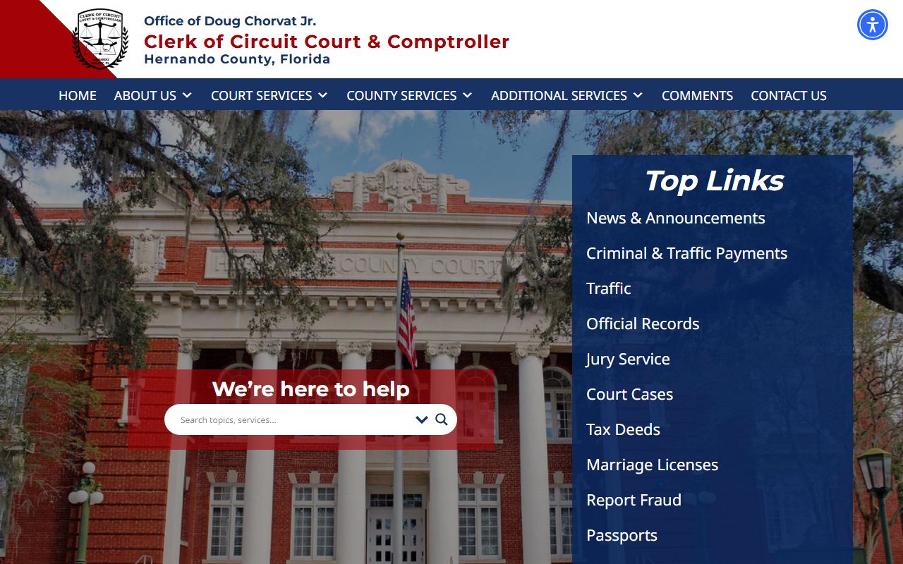 Hernando County Clerk of Court website for probate court records