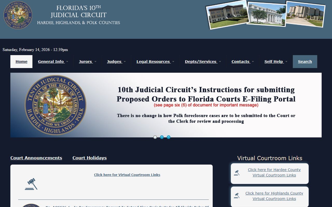 10th Judicial Circuit of Florida website for Polk County probate court records