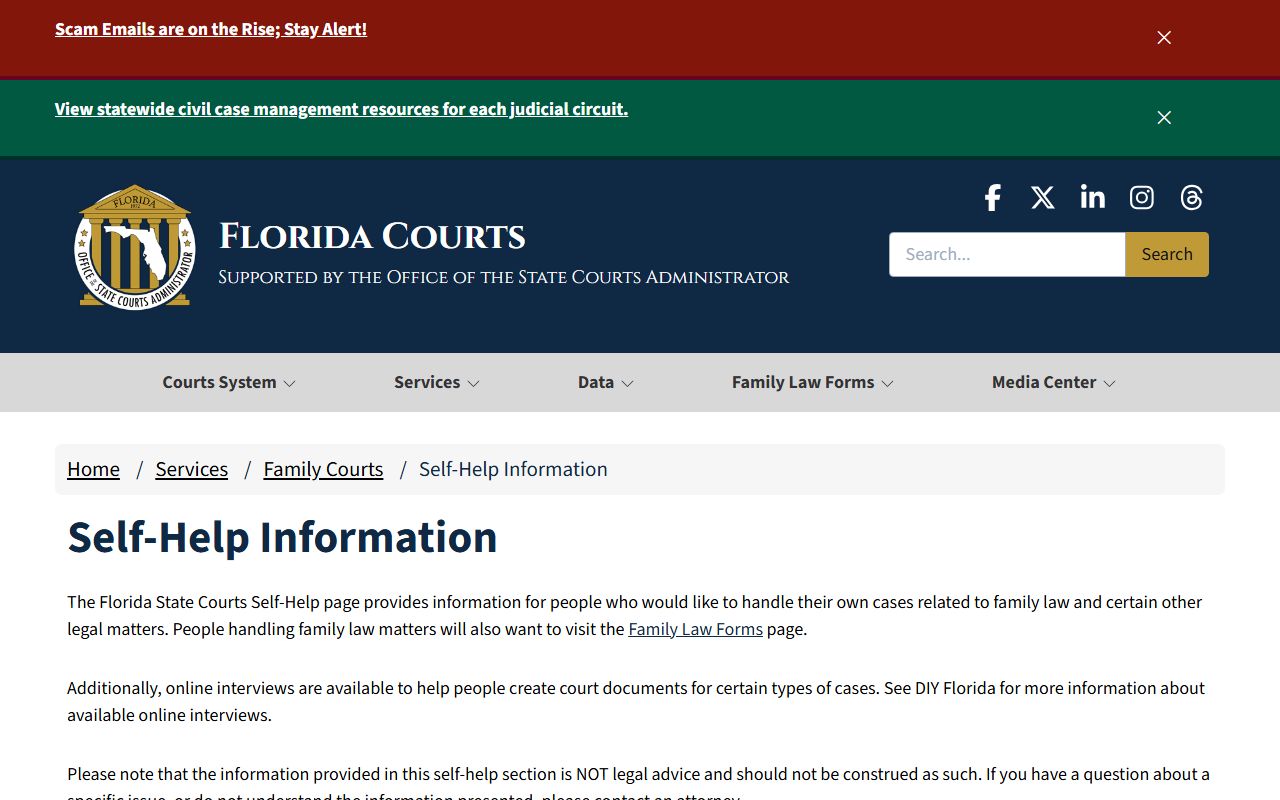 Florida Courts self-help information for probate